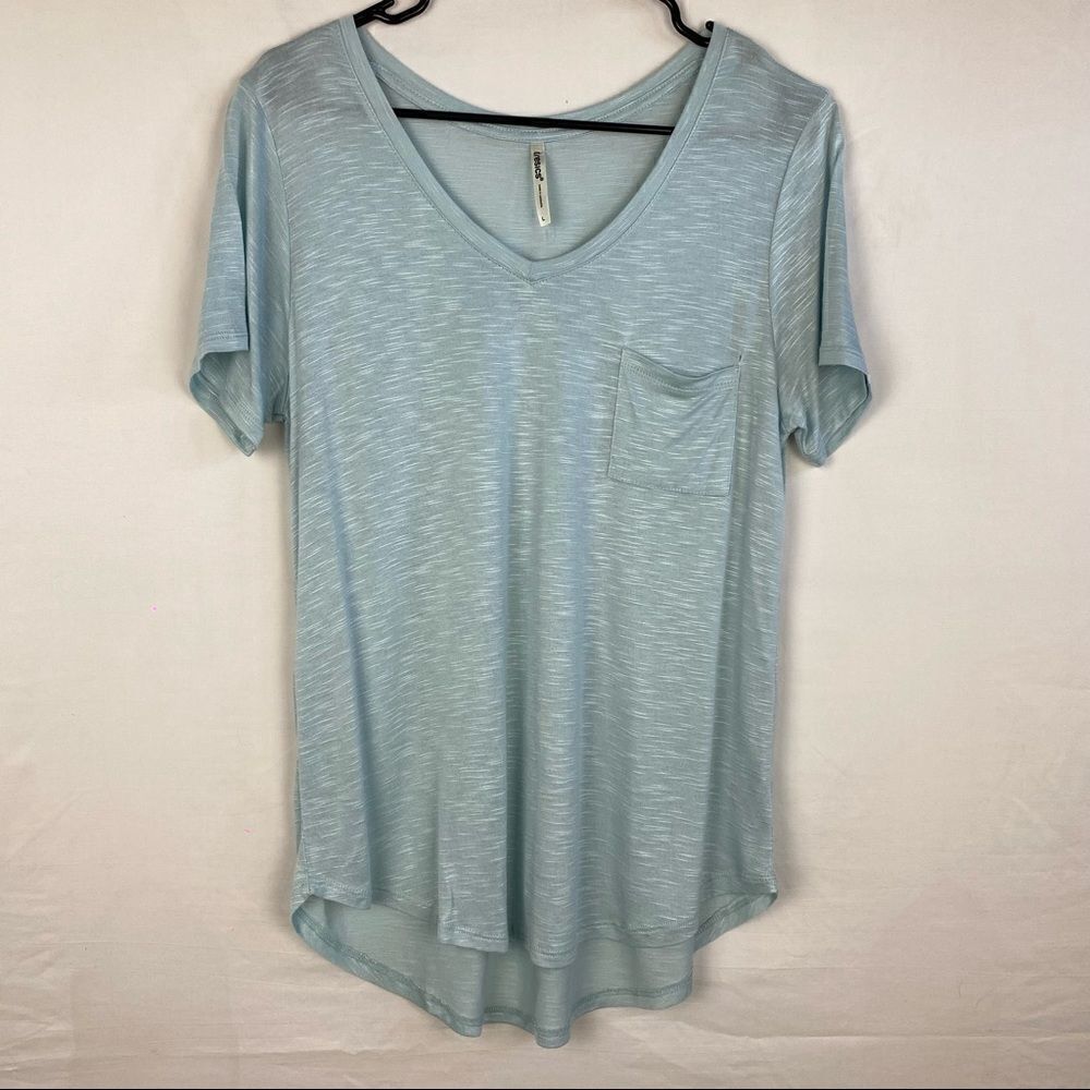 Tresics light blue v neck top.